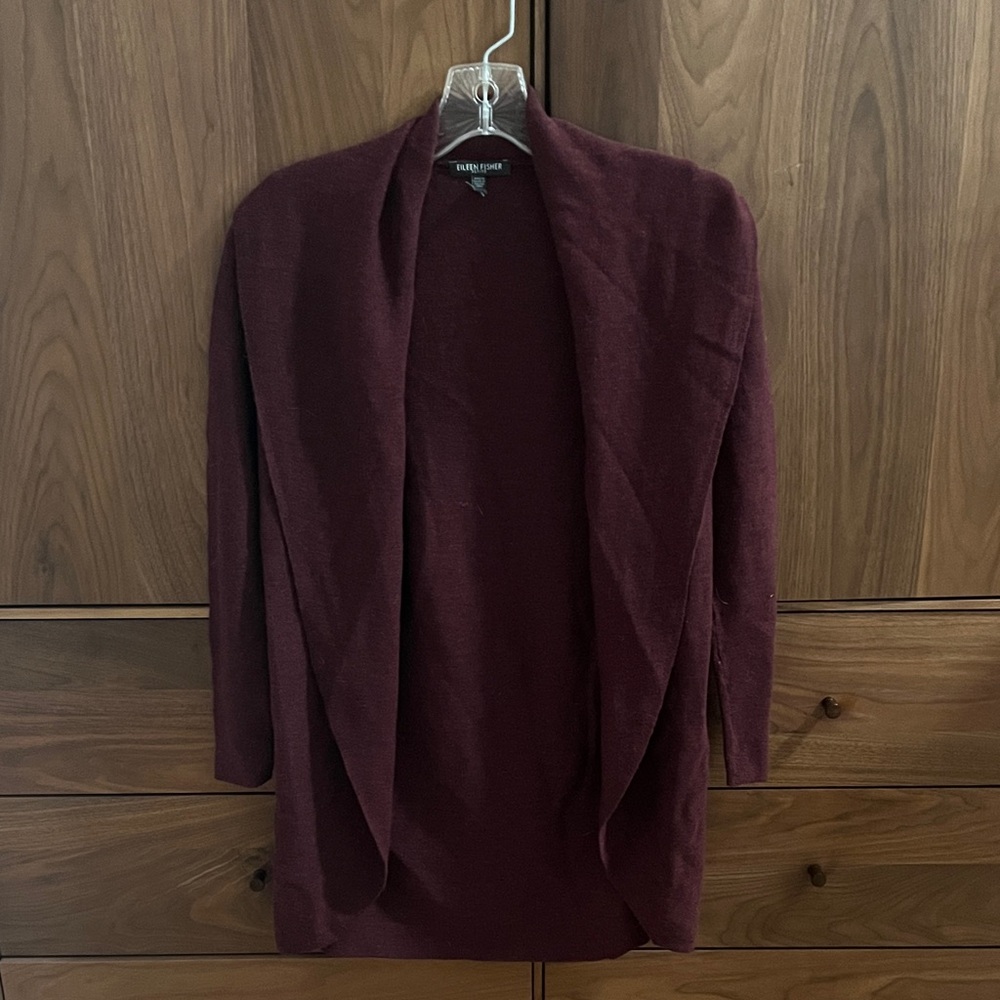 Eileen Fisher Women's Burgundy Merino Cardigan